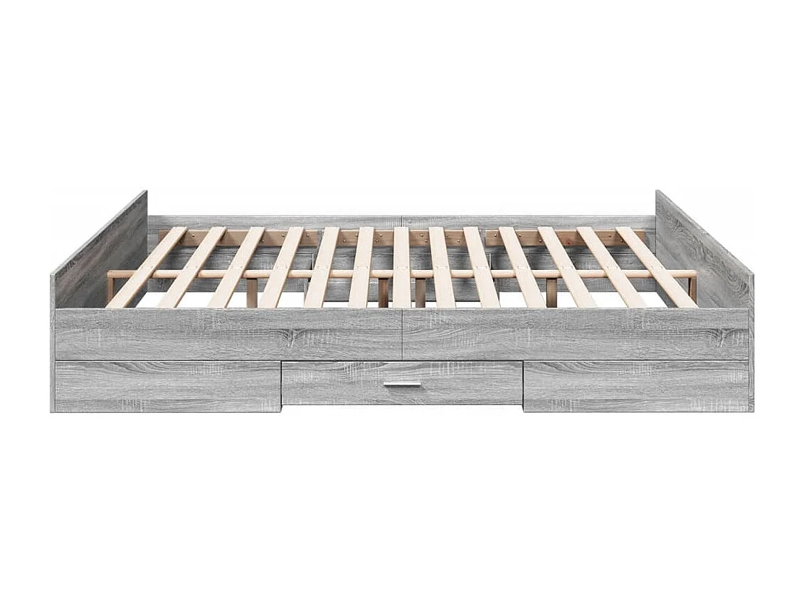 Cama con cajones madera ingeniería gris Sonoma 200x200 cm