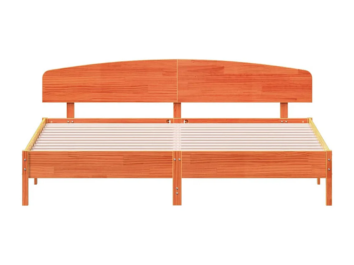 Estructura cama con cabecero madera pino marrón cera 180x200 cm