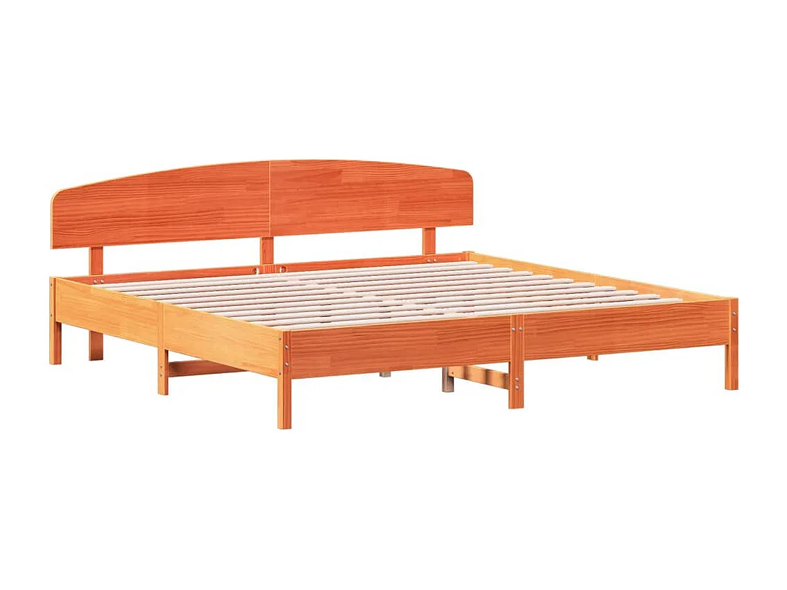 Cadre de lit et tête de lit cire marron 180x200 cm bois de pin