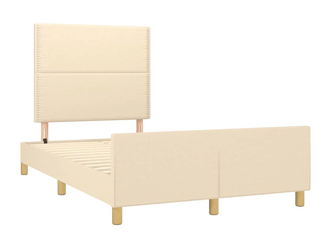 Estrutura de cama com cabeceira 120x190 cm tecido cor creme