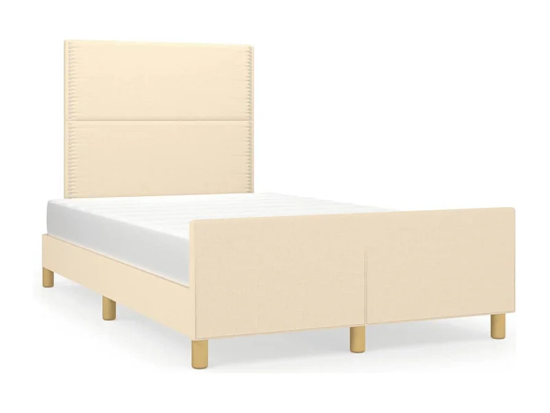 Estructura de cama con cabecero tela crema 120x190 cm
