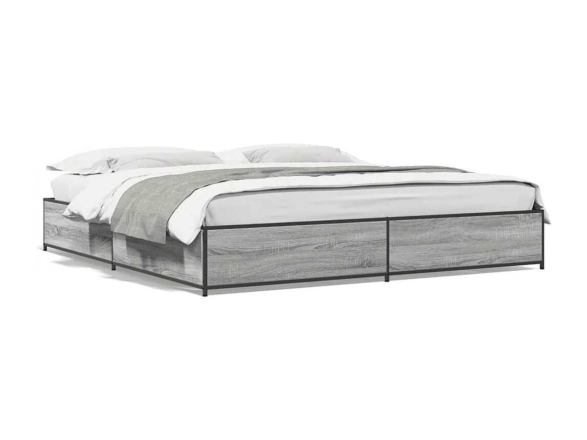 Cadre de lit sonoma gris 180x200 cm bois d'ingénierie et métal