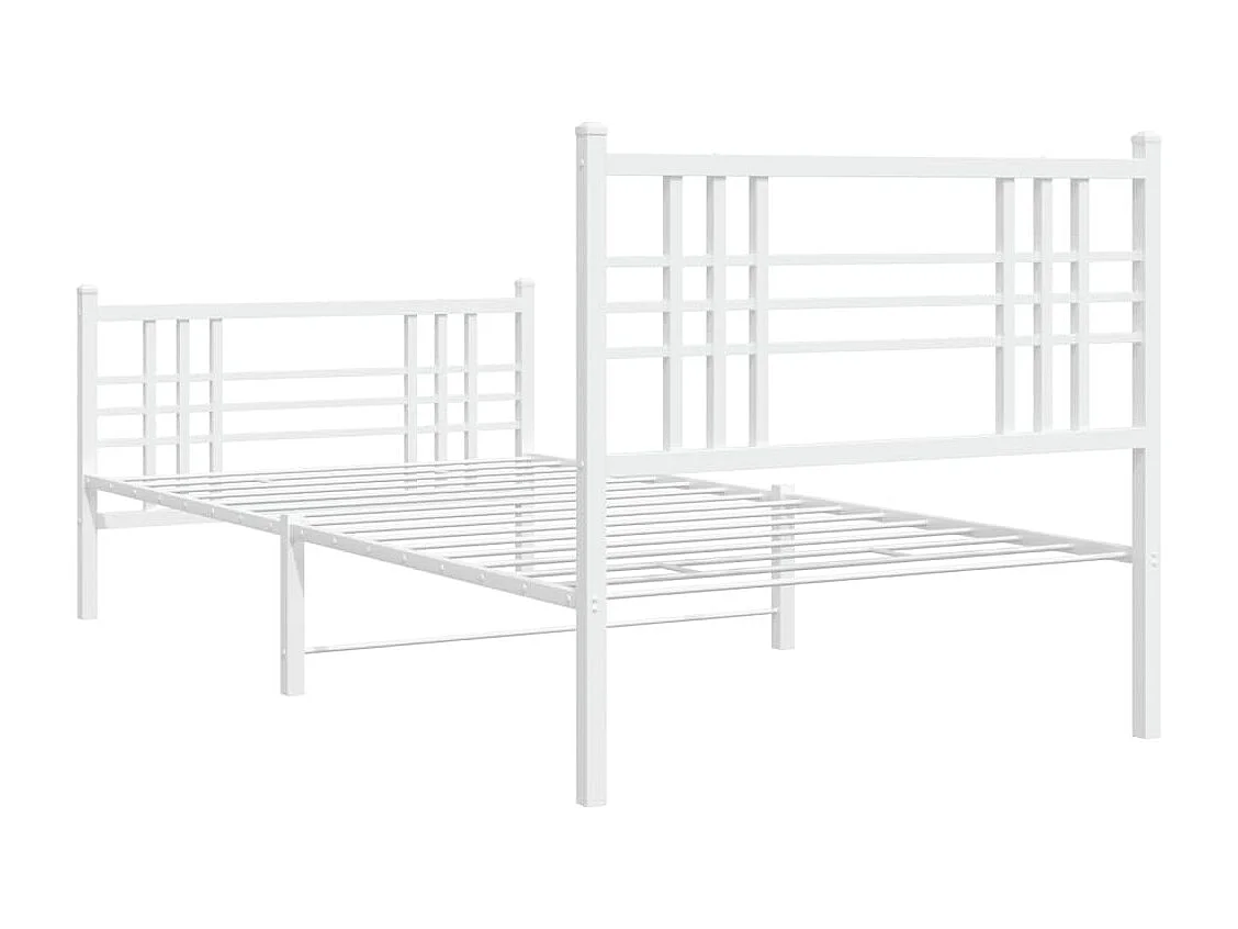 Estructura cama metal con cabecero y pie cama blanca 90x200 cm