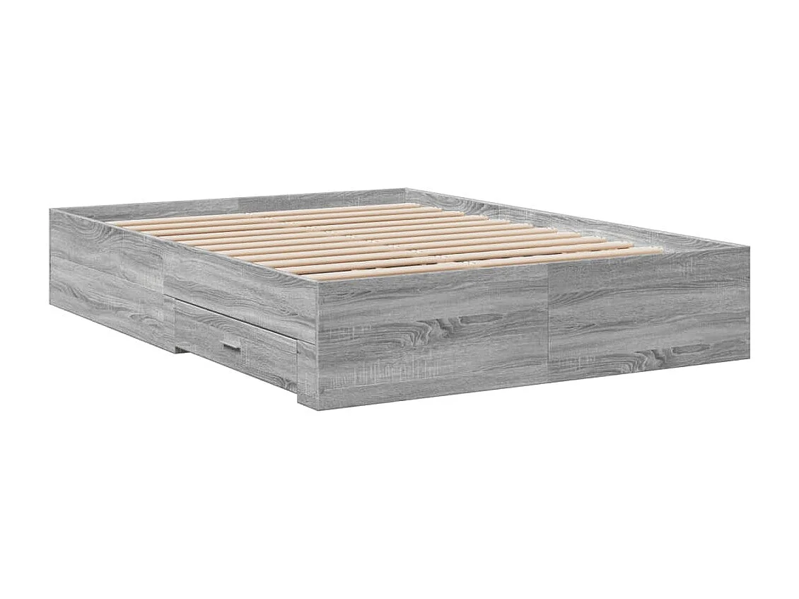 Cadre de lit et tiroirs sonoma gris 135x190 cm bois ingénierie