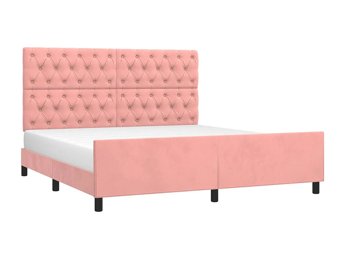 Estrutura de cama c/ cabeceira 160x200 cm veludo rosa