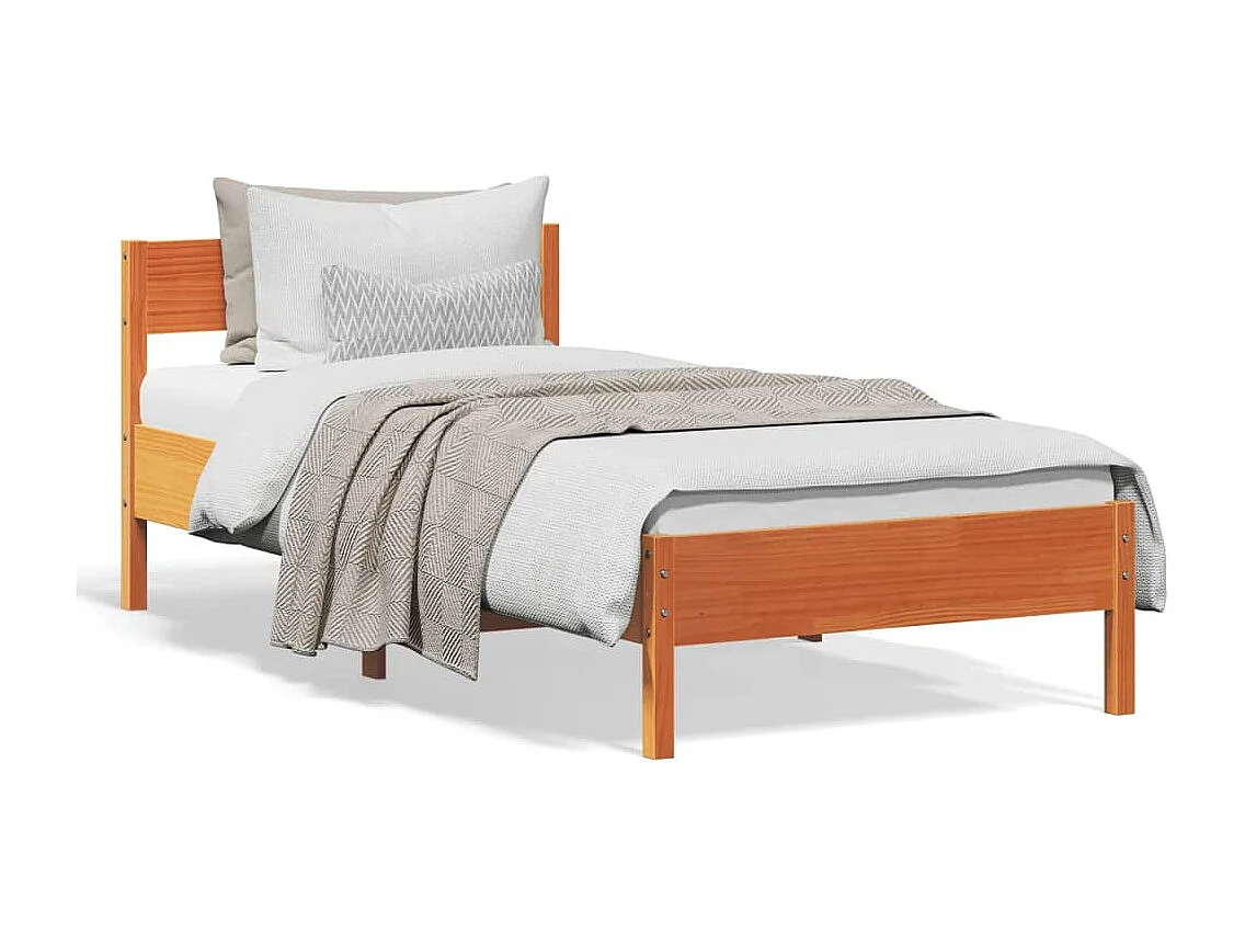 Estrutura cama c/ cabeceira 75x190 cm pinho maciço castanho-mel