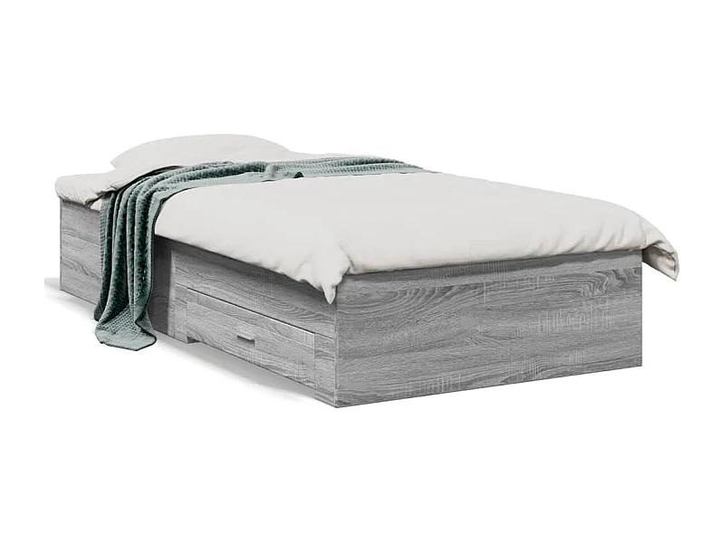 Cama con cajones madera ingeniería gris Sonoma 90x200 cm