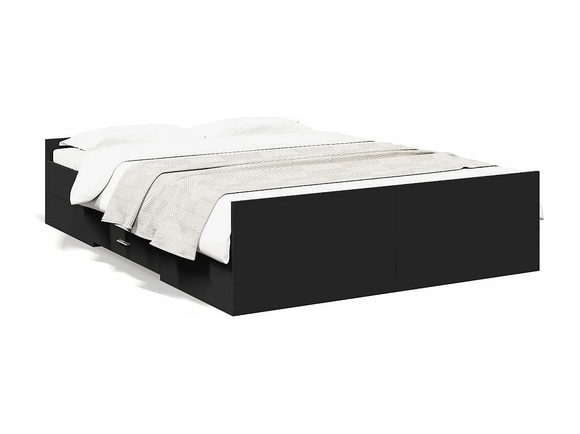 Estrutura de cama c/ gavetas 135x190 cm derivados madeira preto