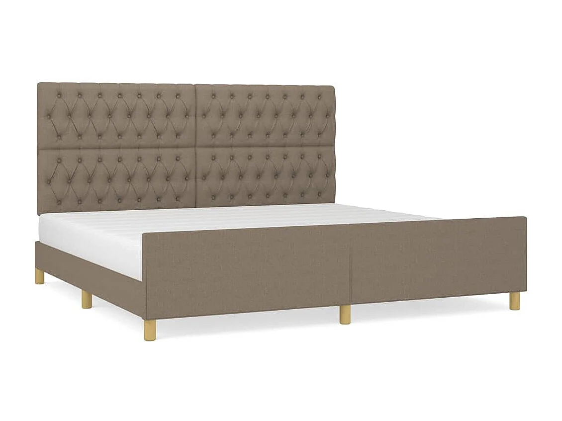 Estructura de cama con cabecero de tela gris taupe 200x200 cm