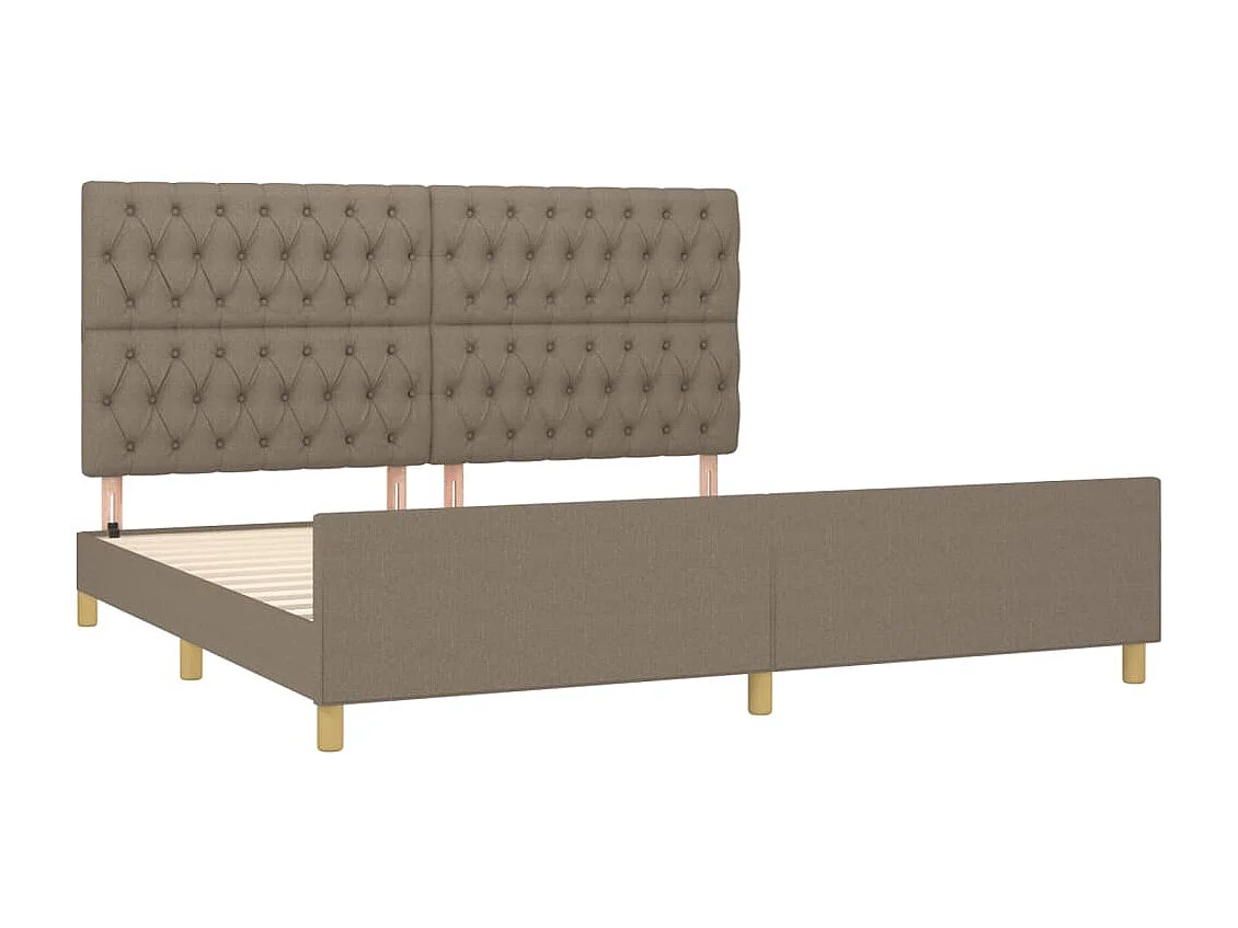 Estructura de cama con cabecero de tela gris taupe 200x200 cm