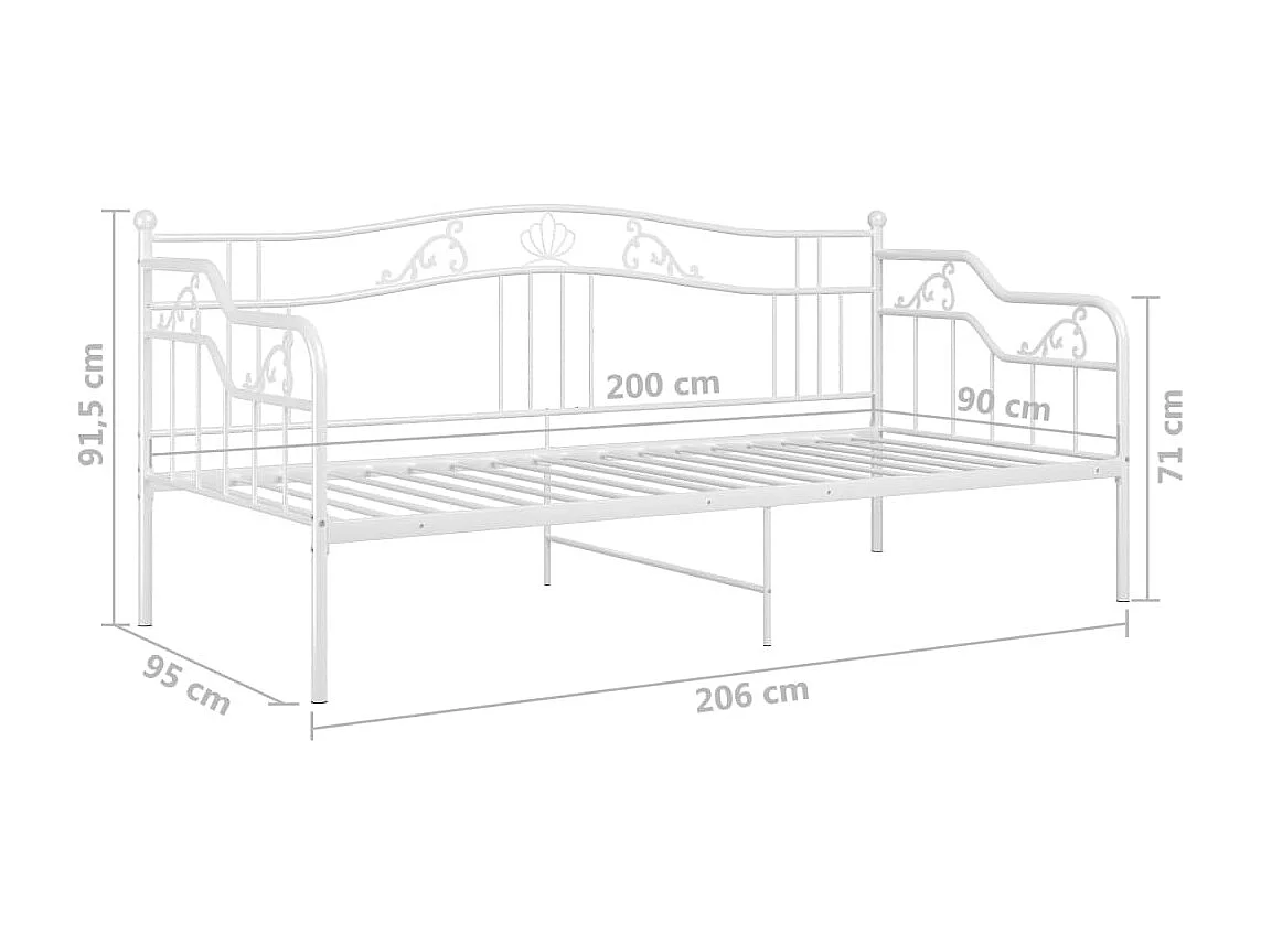 Estructura de sofá cama de metal blanco 90x200 cm