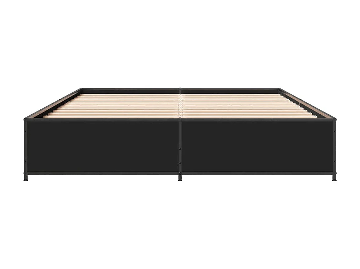 Estructura de cama madera de ingeniería y metal negro 140x190cm