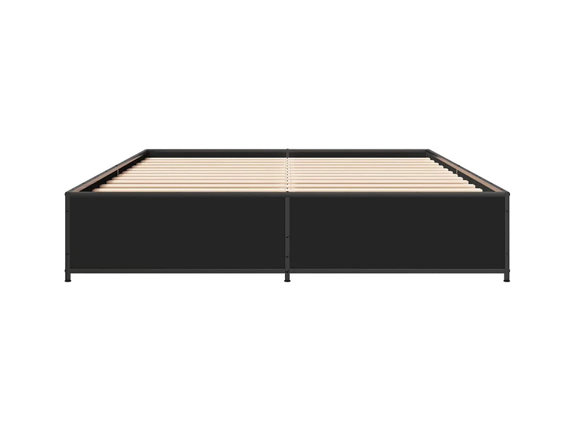 Estructura de cama madera de ingeniería y metal negro 140x190cm