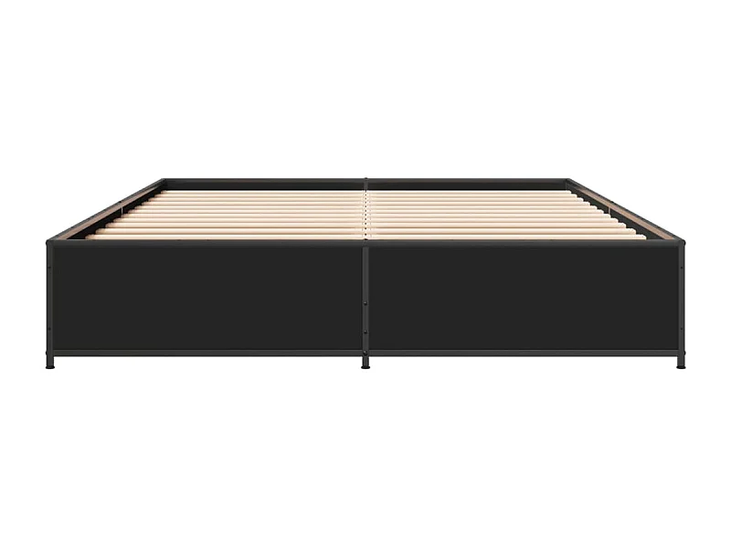 Estructura de cama madera de ingeniería y metal negro 140x190cm