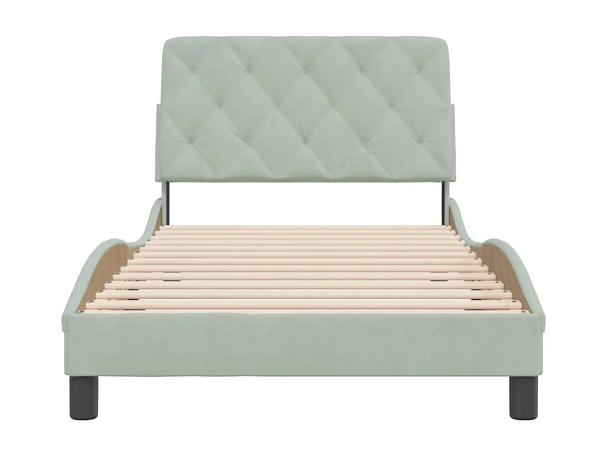 Estructura de cama con cabecero terciopelo gris claro 100x200cm