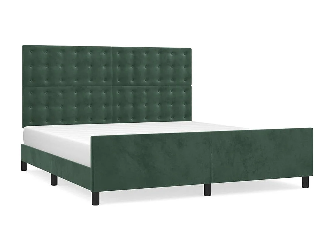 Estructura cama con cabecero terciopelo verde oscuro 160x200 cm