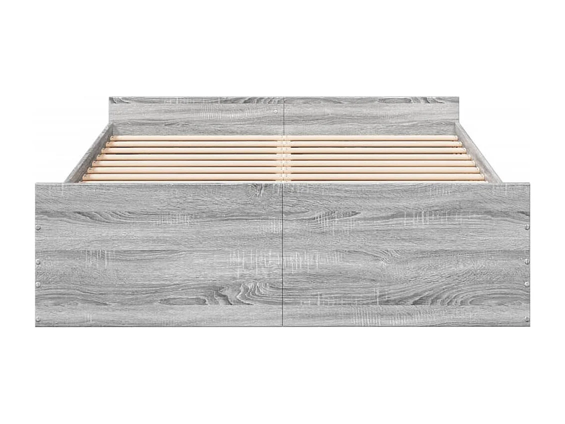 Cama con cajones madera ingeniería gris Sonoma 120x200 cm