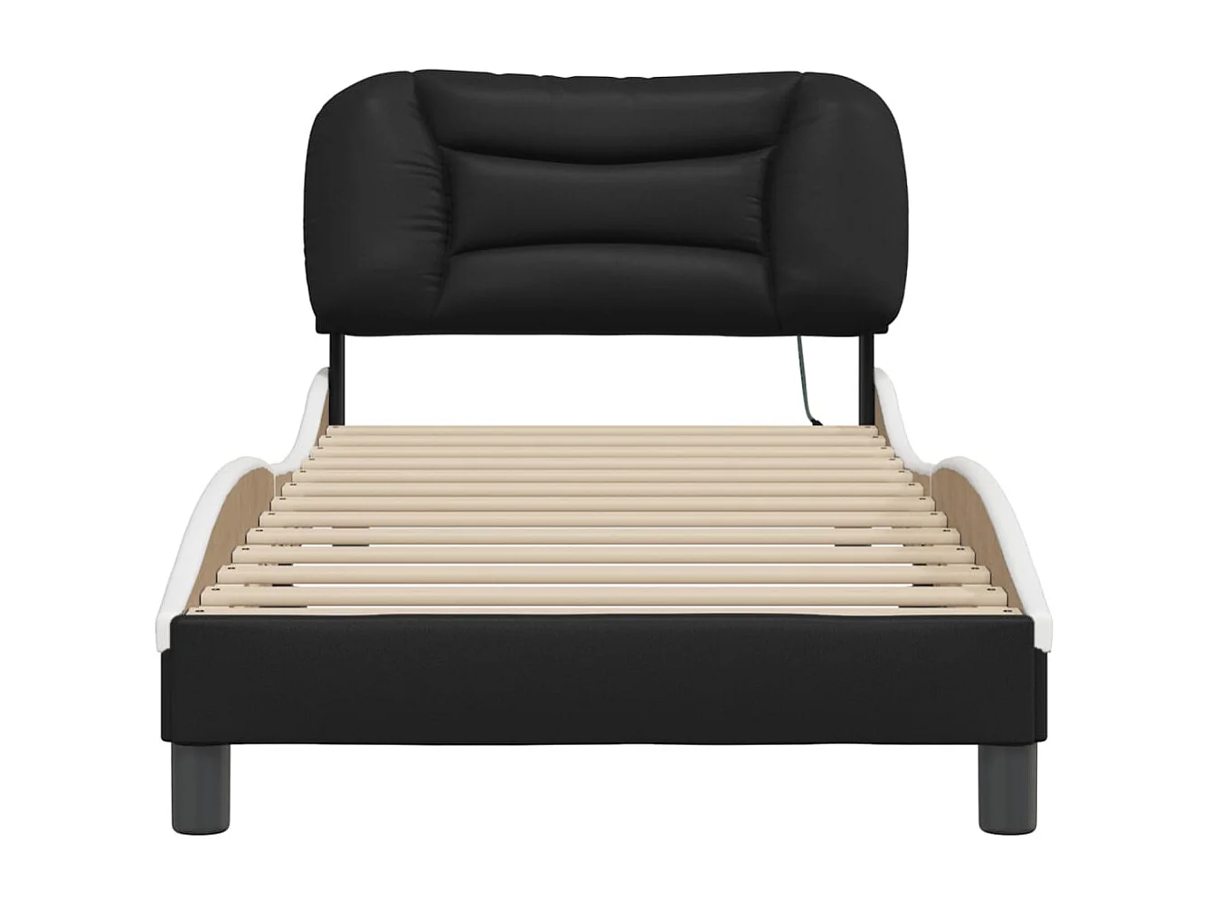 Estructura cama con LED cuero sintético negro blanco 80x200 cm