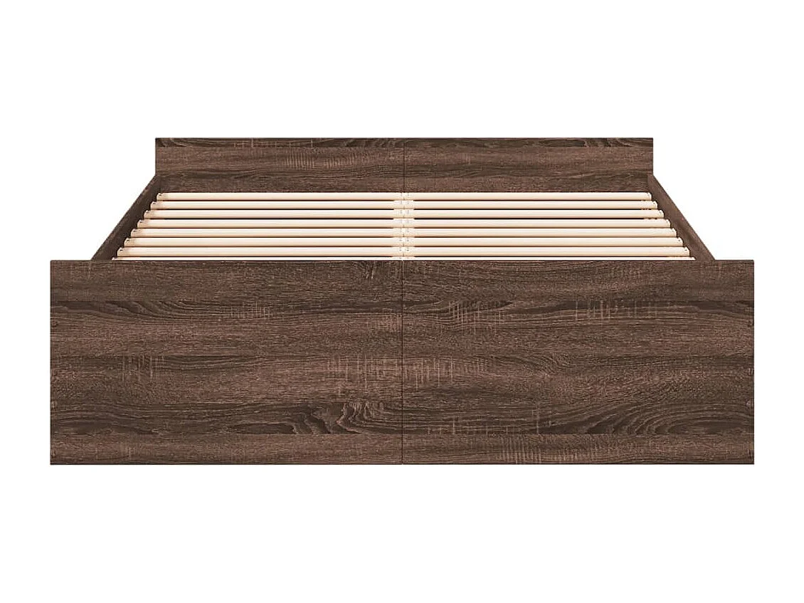 Cama con cajones madera de ingeniería marrón roble 135x190 cm