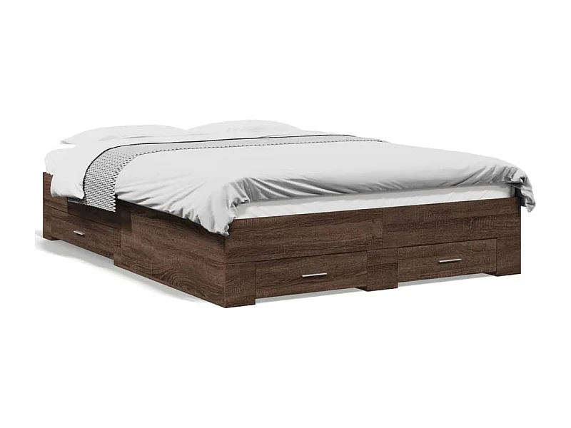 Estrutura de cama gavetas derivados madeira carvalho castanho