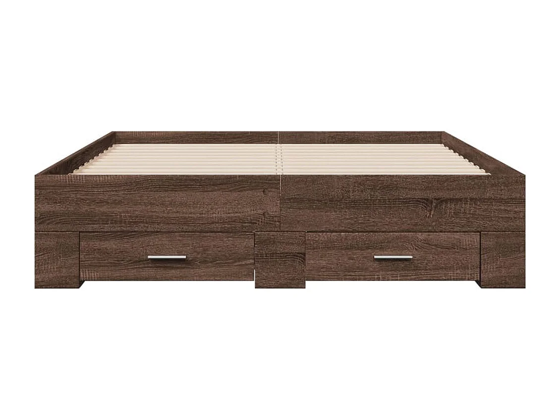 Cama con cajones madera de ingeniería marrón roble 135x190 cm