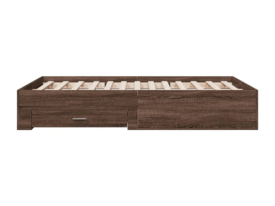Cama con cajones madera de ingeniería marrón roble 135x190 cm