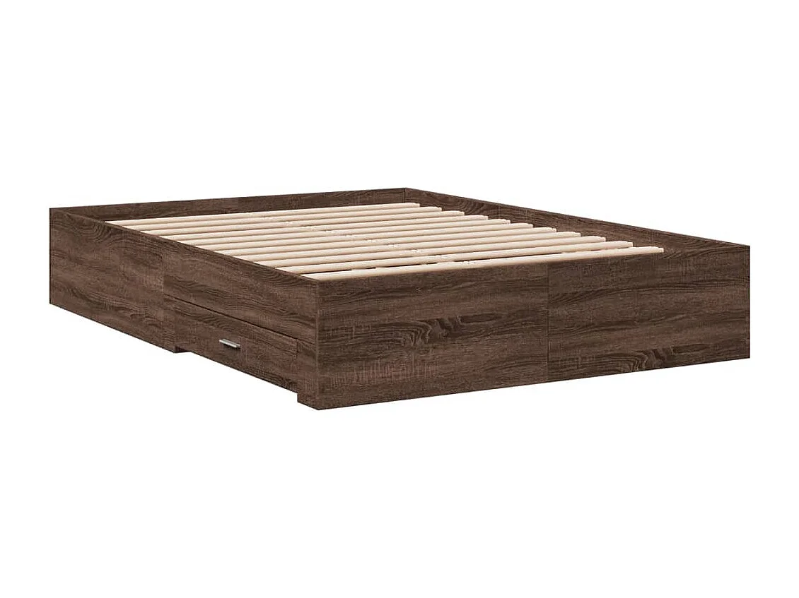 Cama con cajones madera de ingeniería marrón roble 135x190 cm