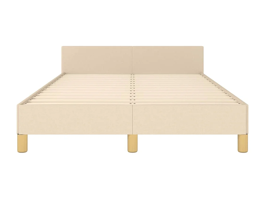 Estructura de cama con cabecero tela crema 120x190 cm