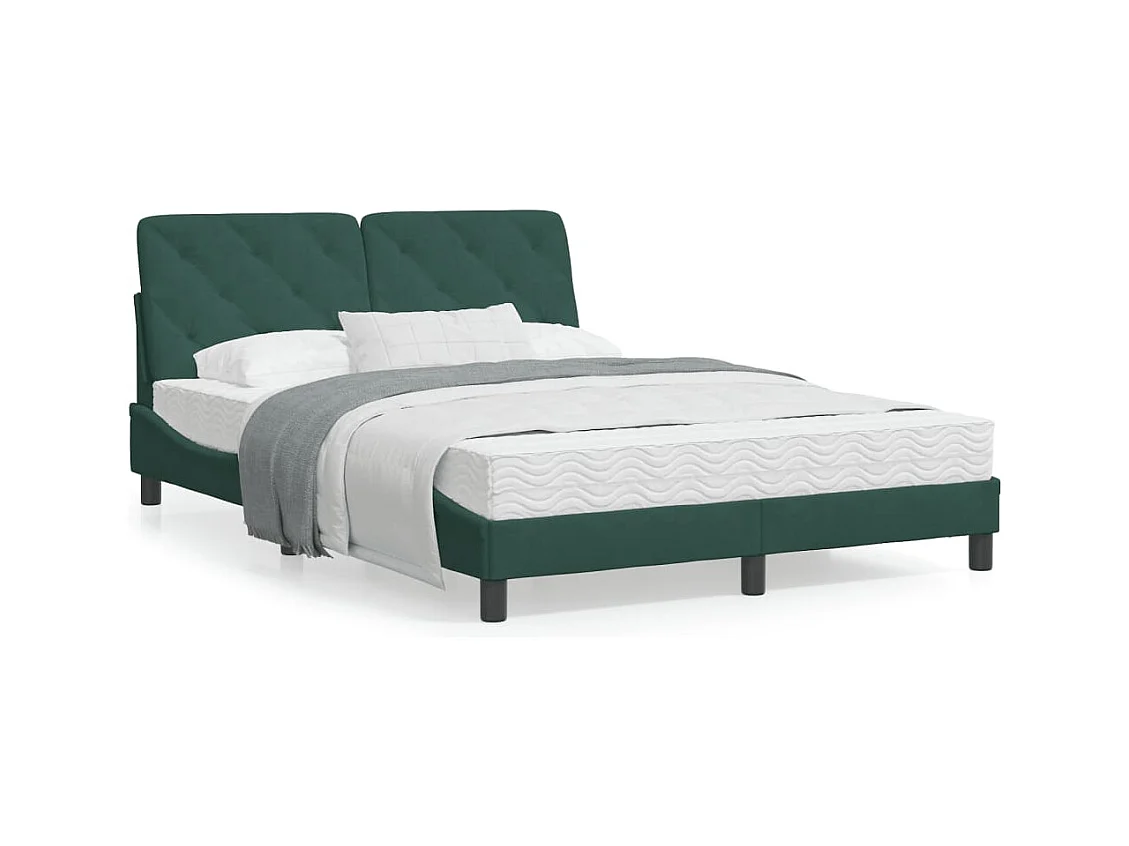 Cadre de lit avec tête de lit Vert foncé 140x200 cm Velours