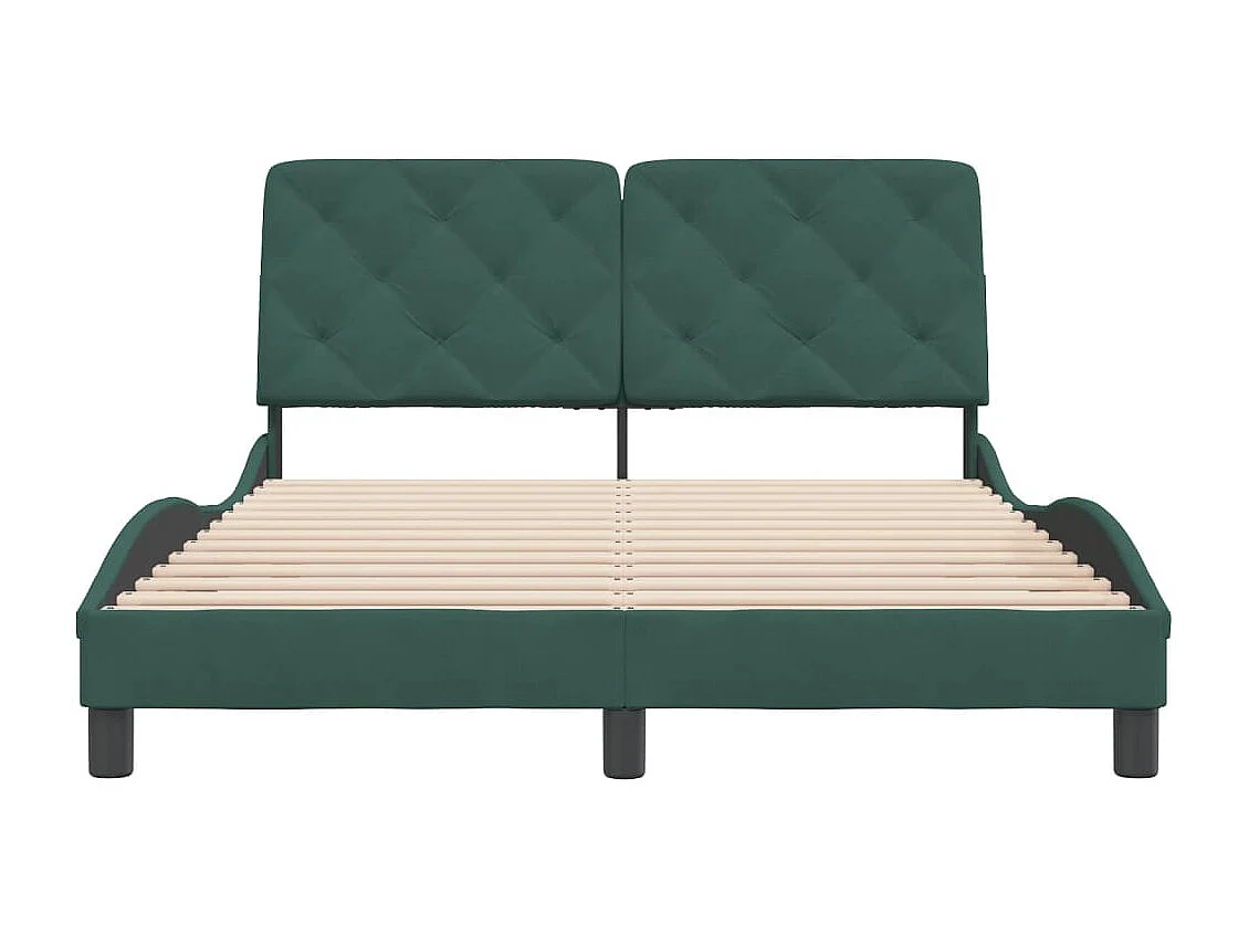 Estrutura de cama c/ cabeceira 140x200 cm veludo verde-escuro