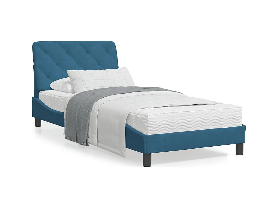 Estrutura de cama c/ luzes LED 80x200 cm veludo azul