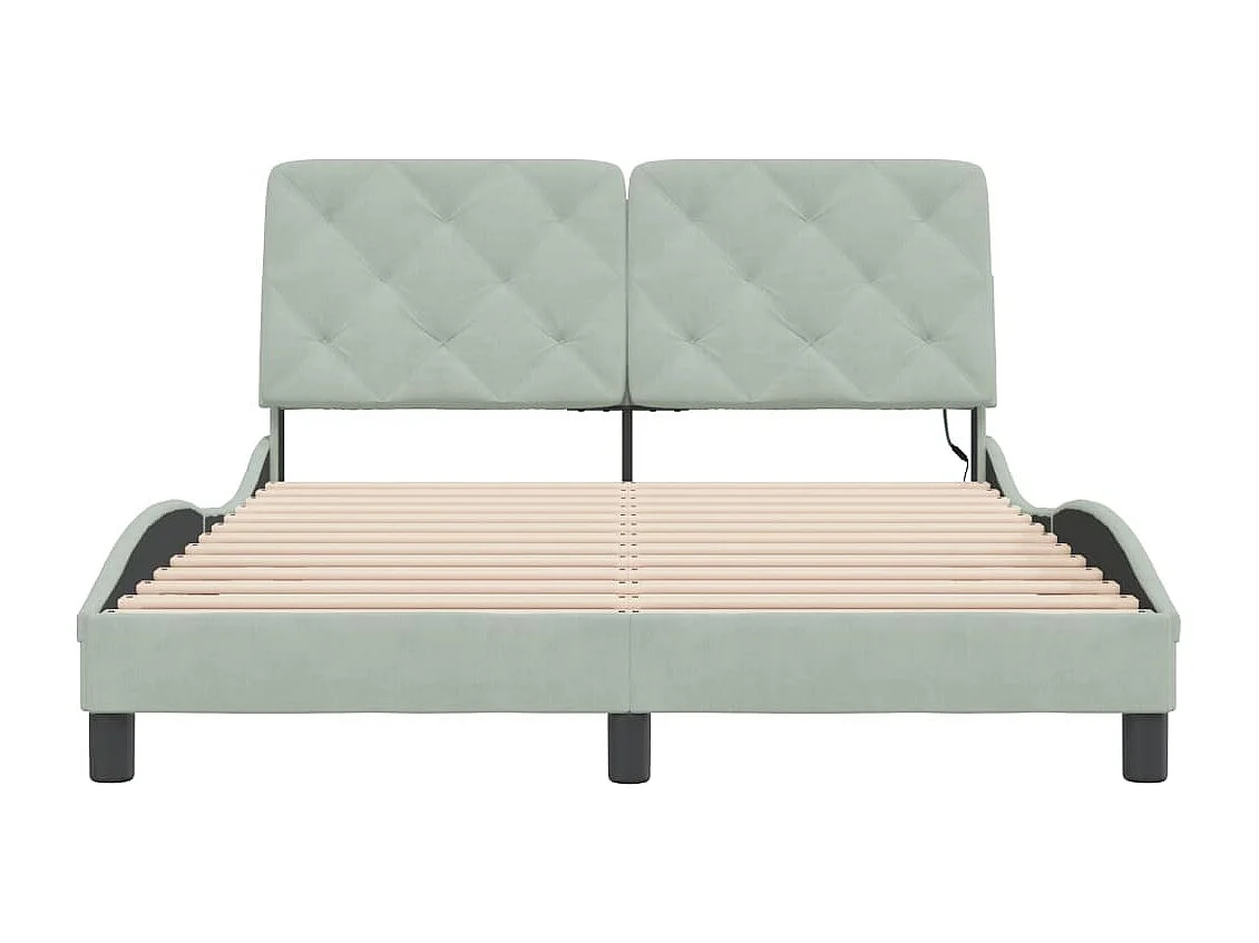 Estructura cama con luces LED terciopelo gris claro 140x190 cm