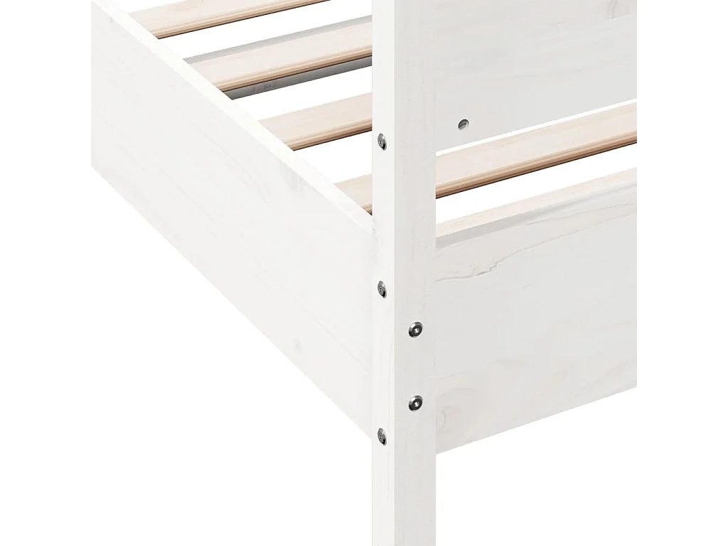 Cadre de lit avec tête de lit blanc 90x200cm bois de pin massif