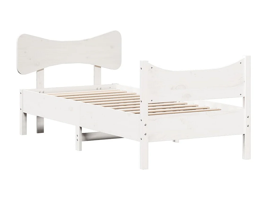 Estrutura de cama com cabeceira 90x200 cm pinho maciço branco