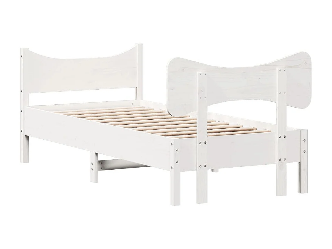 Estrutura de cama com cabeceira 90x200 cm pinho maciço branco