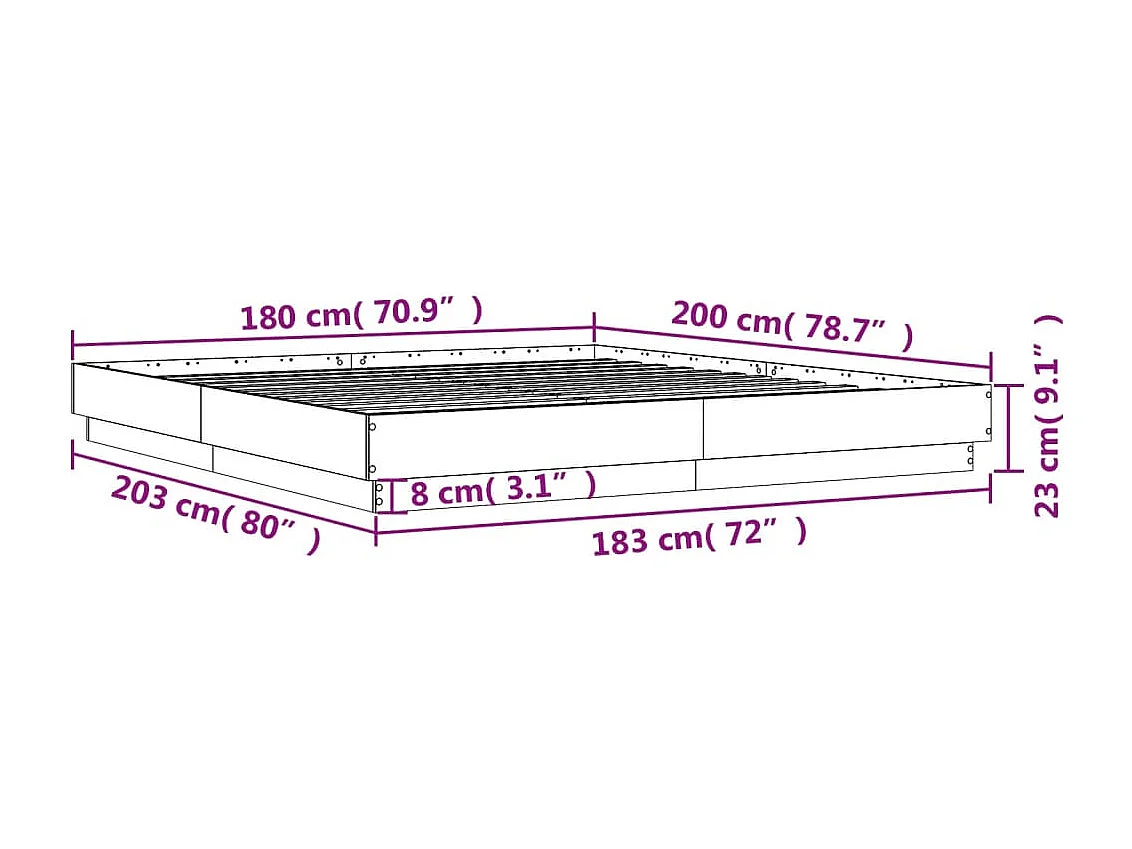 Estructura de cama madera de ingeniería blanca 180x200 cm