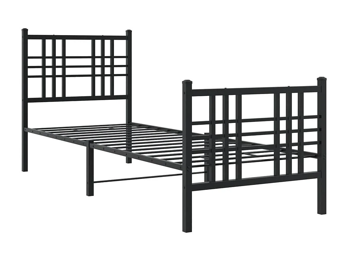 Estructura de cama con cabecero y estribo metal negro 75x190 cm