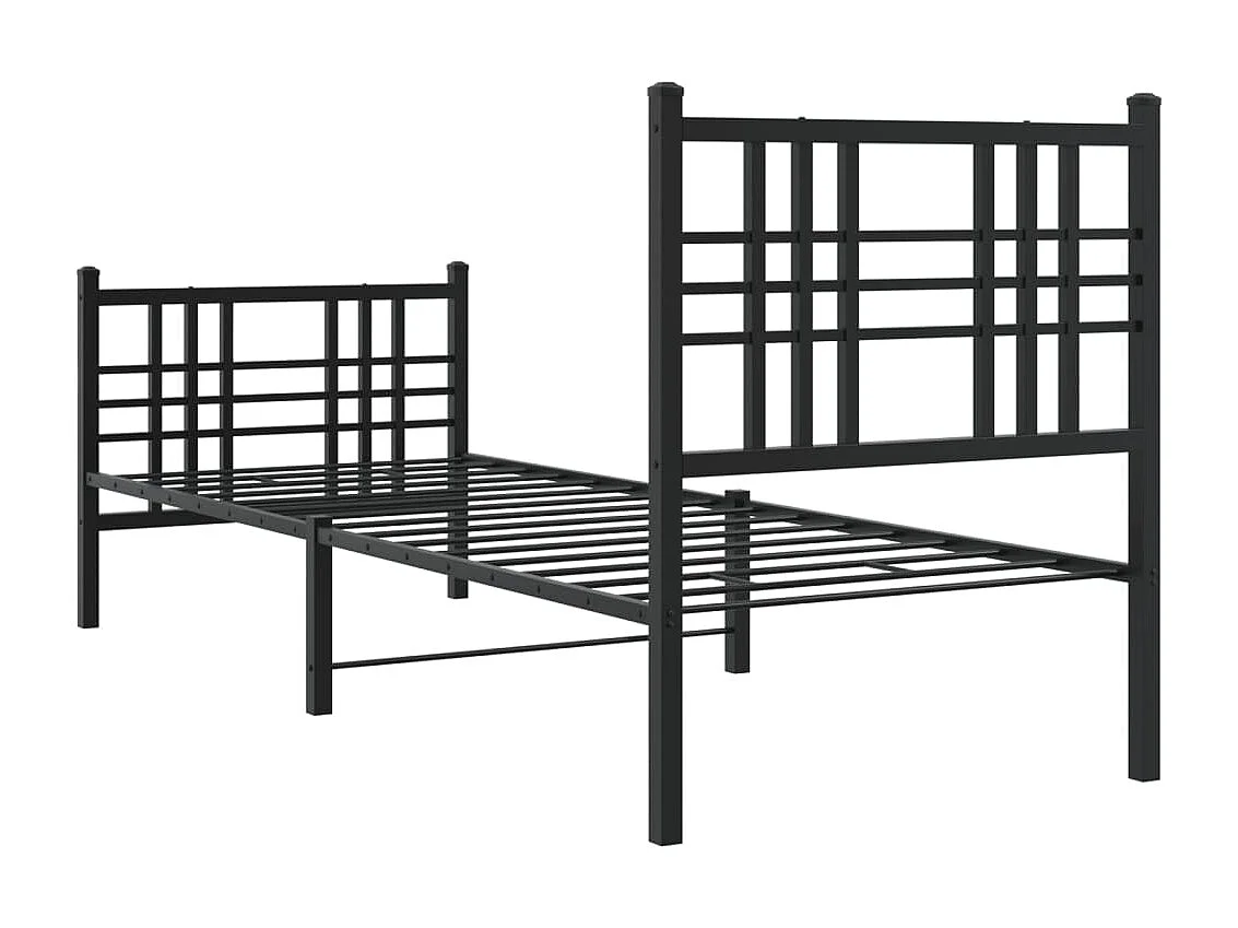 Estructura de cama con cabecero y estribo metal negro 75x190 cm