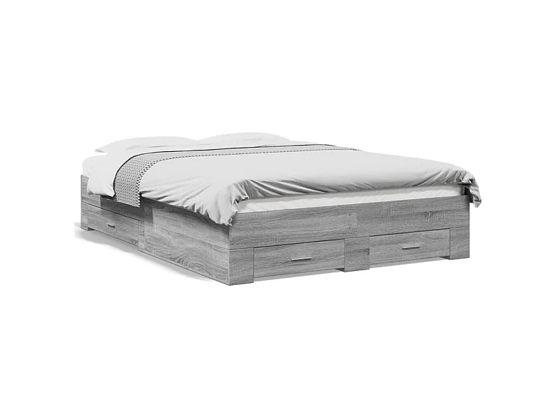 Cadre de lit et tiroirs sonoma gris 140x190 cm bois ingénierie