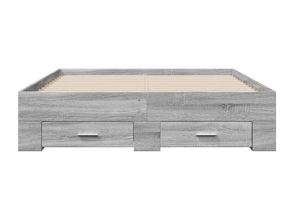 Cama con cajones madera ingeniería gris Sonoma 140x190 cm