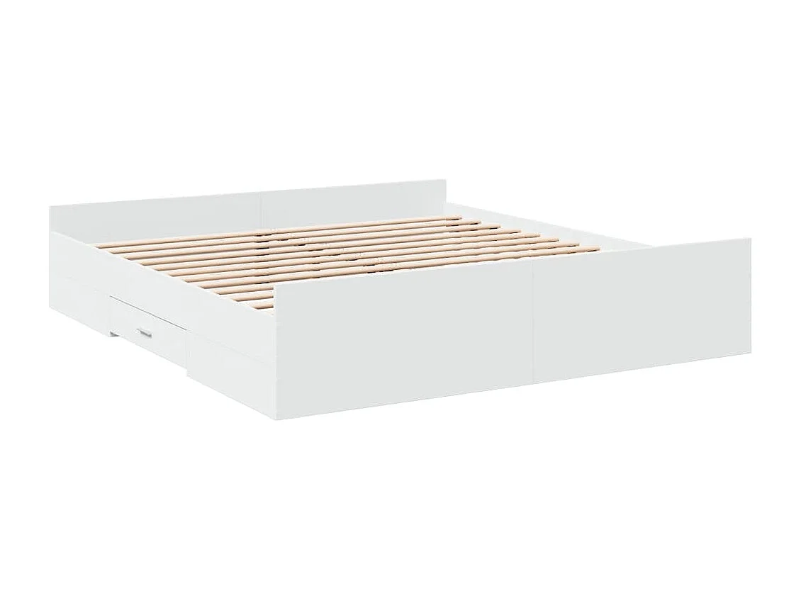 Cadre de lit avec tiroirs blanc 200x200 cm bois d'ingénierie