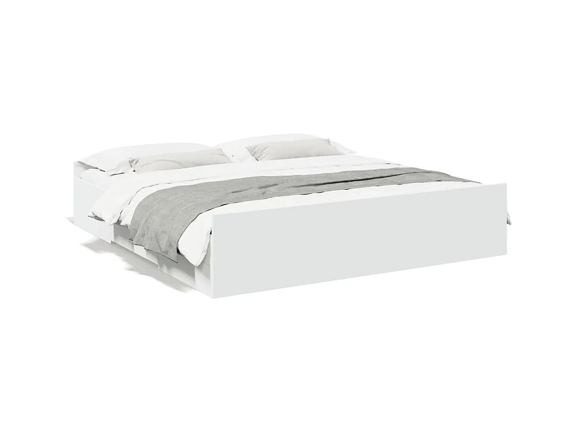 Estrutura de cama c/ gavetas 200x200cm derivados madeira branco