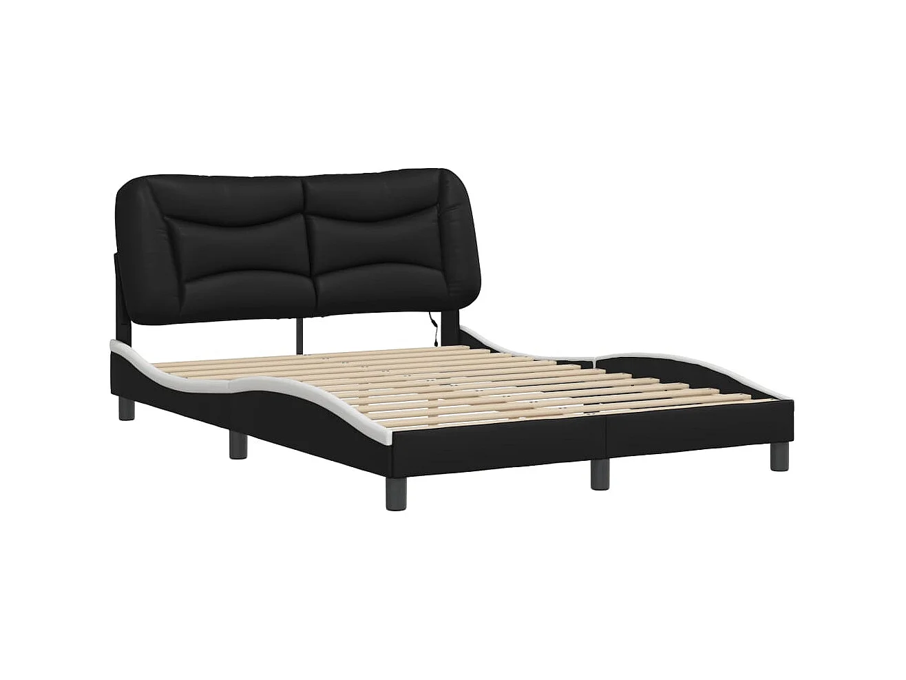 Estructura cama con LED cuero sintético negro blanco 120x200 cm