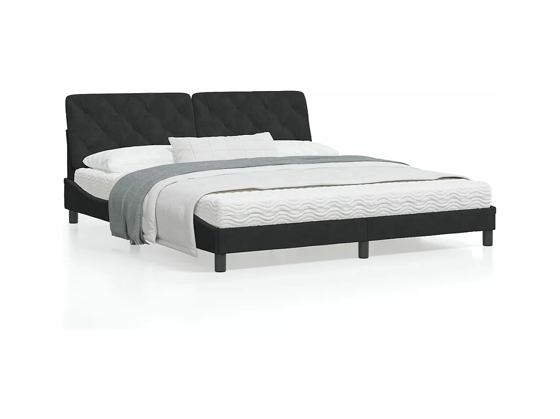 Estructura de cama con cabecero de terciopelo negro 180x200 cm