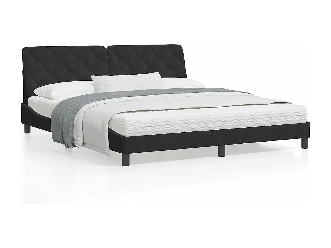 Estrutura de cama c/ cabeceira 180x200 cm veludo preto
