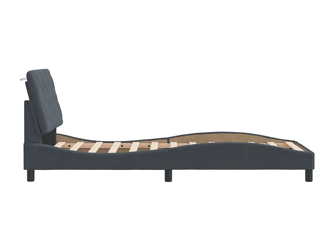 Estrutura de cama c/ luzes LED 90x200 cm veludo cinza-escuro