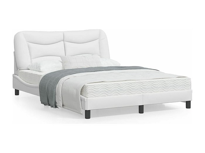 Cadre De Lit 140x200 Cm Blanc Similicuir - Neuf Sous Emballage
