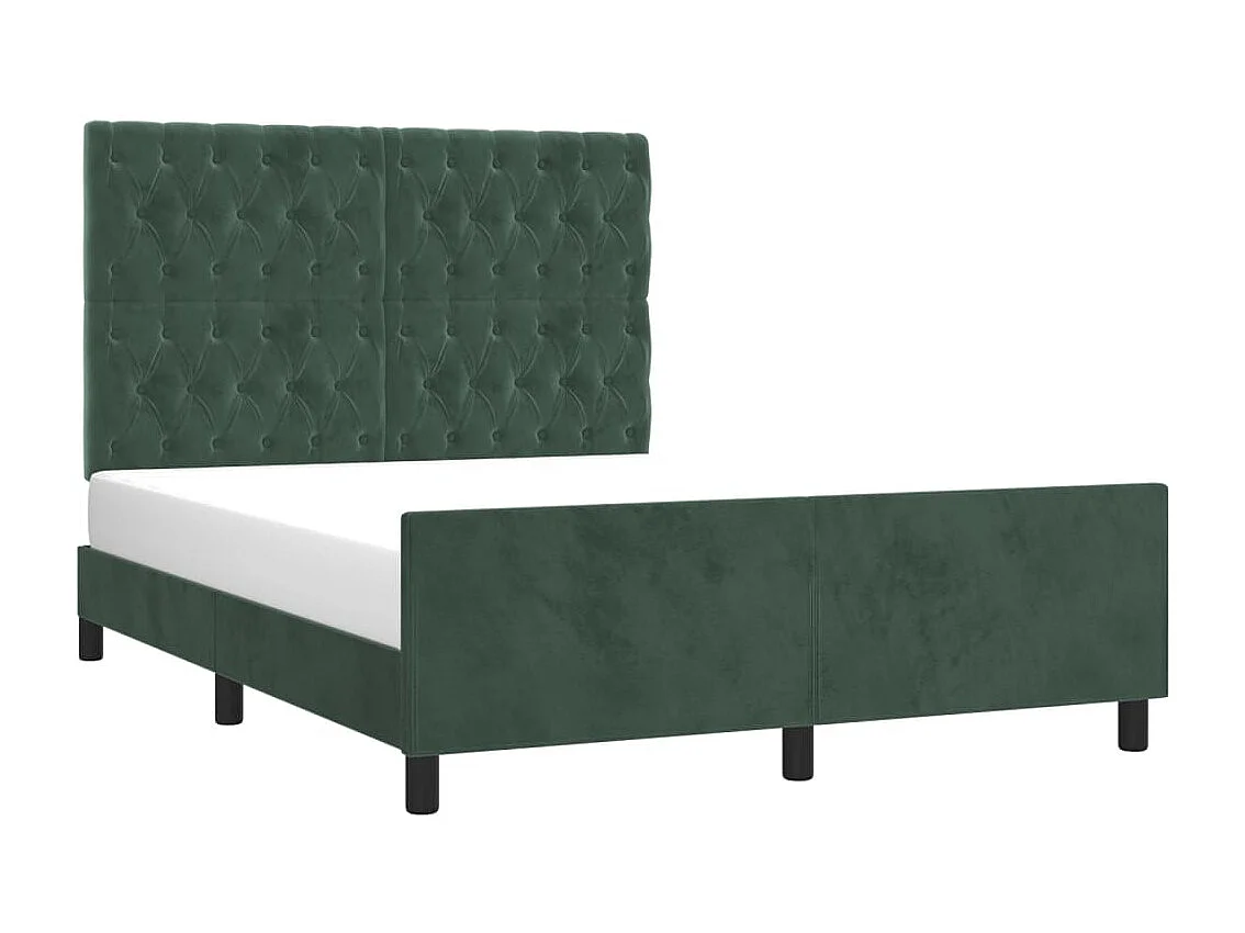 Estrutura de cama c/ cabeceira 140x190 cm veludo verde-escuro