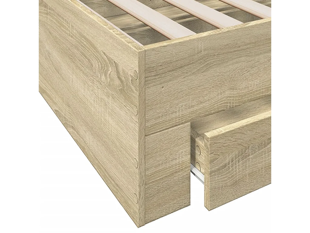 Cadre de lit et tiroirs chêne sonoma 135x190 cm bois ingénierie
