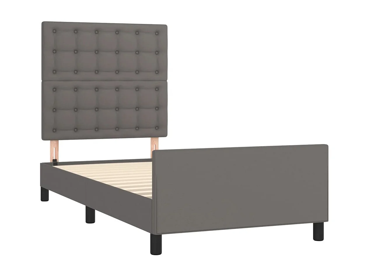Estructura de cama con cabecero cuero sintético gris 100x200 cm